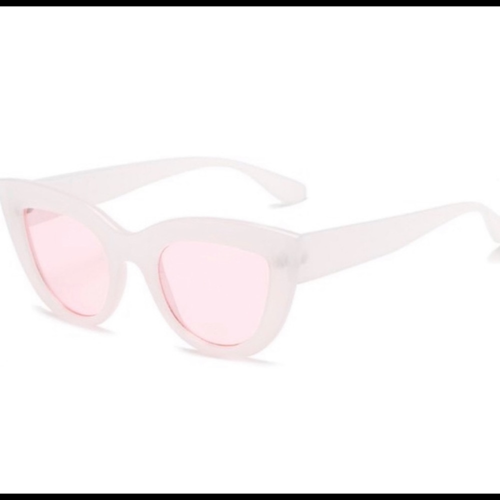 Pink Lenses Pale Pink & White Cat Eye Sunglasses - HP